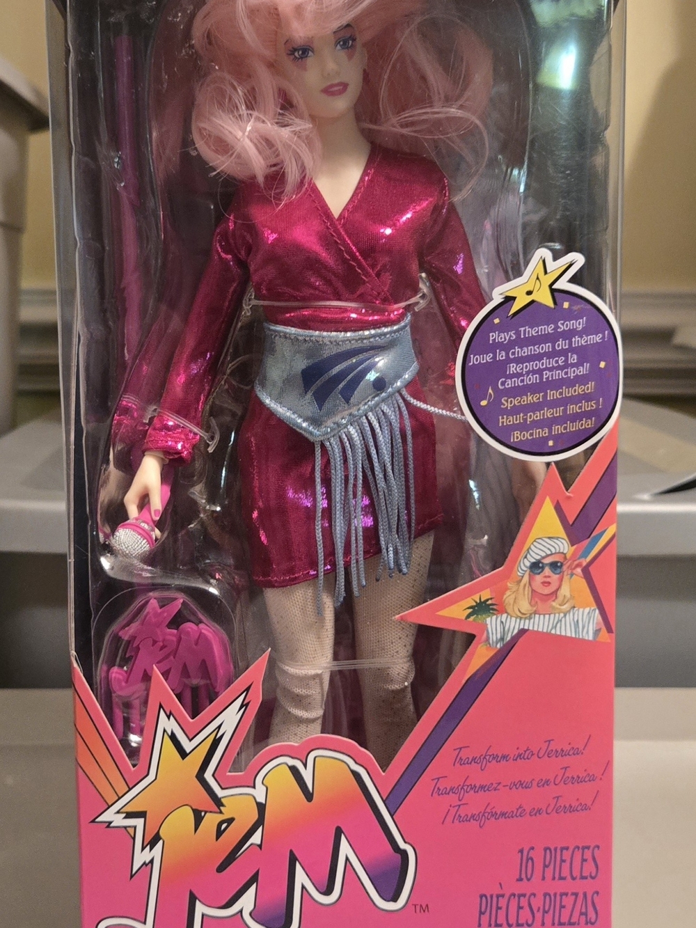 Jem Doll In A Pink Metallic Dress– Singing Pop Star
